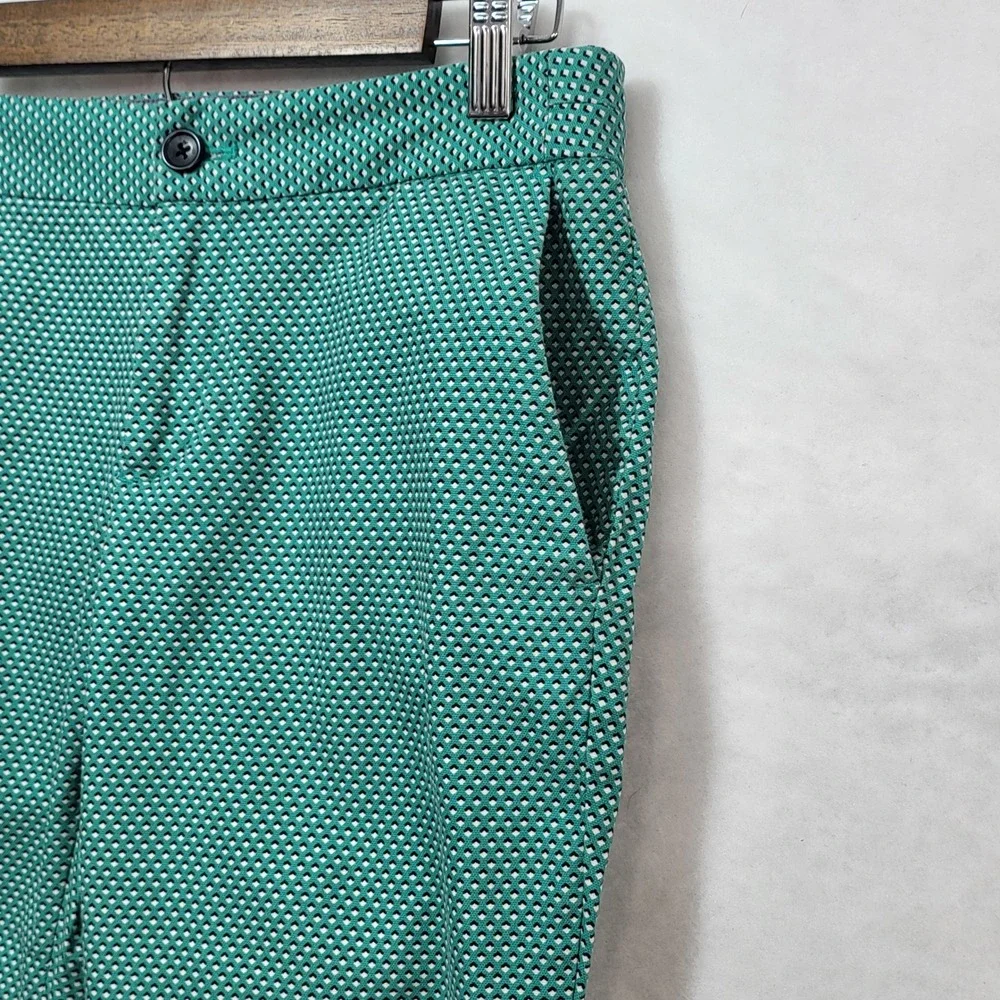 Banana Republic Hampton Fit Green Geometric Diamond‎ Ankle Pants Womens 4 Slim